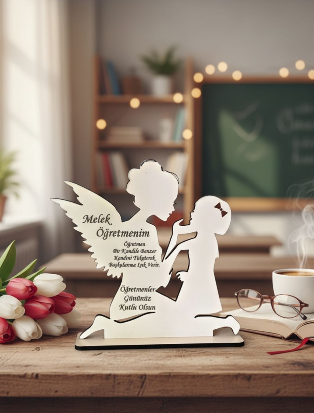 Öğretmenler Günü Melek Öğretmen Kız Plaket - Görsel 2