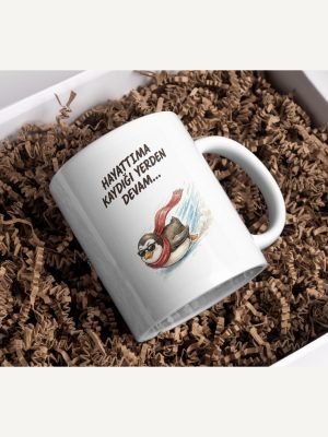 "Hayattıma Kaydığı Yerden Devam..." Güneş Gözlüklü Penguen Kupa