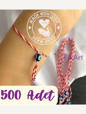 500 Adet Nazar Boncuklu Marteniçka Bileklik – Bahar ve Şans Dilek İpi (Kırmızı Beyaz)