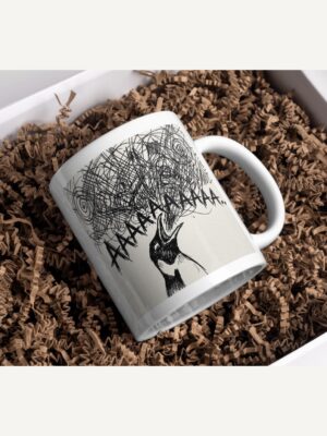 "Zihinsel Karmaşa" Motto Yazılı Beyaz Seramik Kupa