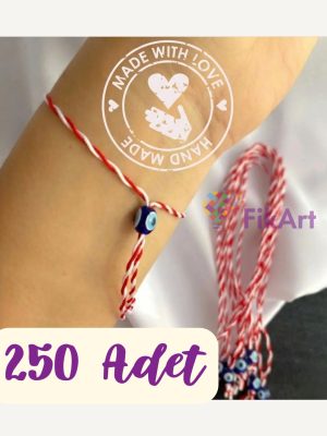 250 Adet Nazar Boncuklu Marteniçka Bileklik – Bahar ve Şans Dilek İpi (Kırmızı Beyaz)