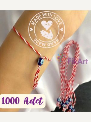 1000 Adet Nazar Boncuklu Marteniçka Bileklik – Bahar ve Şans Dilek İpi (Kırmızı Beyaz)