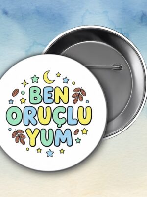 Yıldızlı Ben Oruçluyum Rozeti - Çocuklar İçin Ramazan Motivasyon Hediyesi - 58mm İğneli Metal Rozet