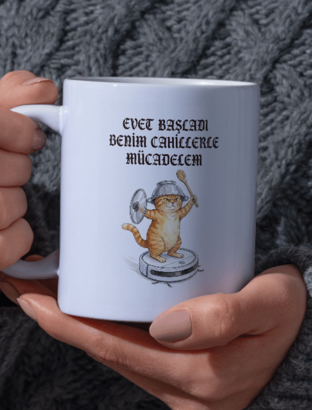 "Evet Başladı Benim Cahillerle Mücadelem" Yazılı Kupa Bardak - Görsel 2