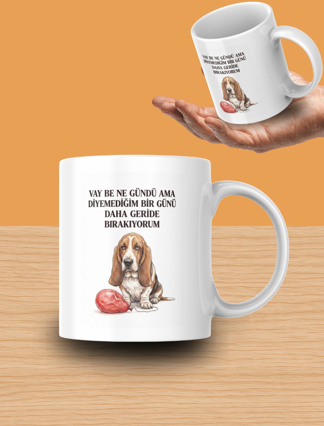 "Vay Be Ne Gündü Ama Diyemediğim Bir Günü Daha Geride Bırakıyorum Yazılı Üzgün Köpek Tasarımlı Kupa"